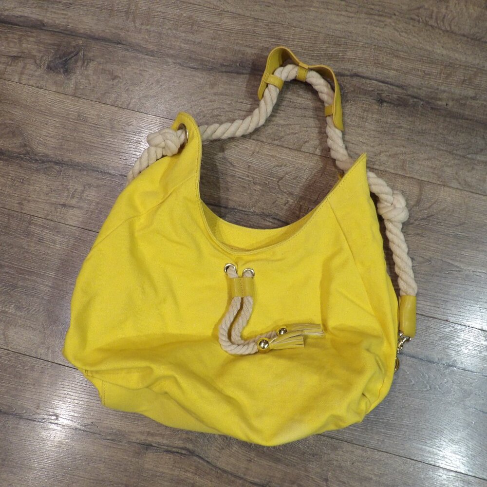 + Big Buddha Handbag Hobo Shoulder Bag Purse Satchel Yellow Rope Strap